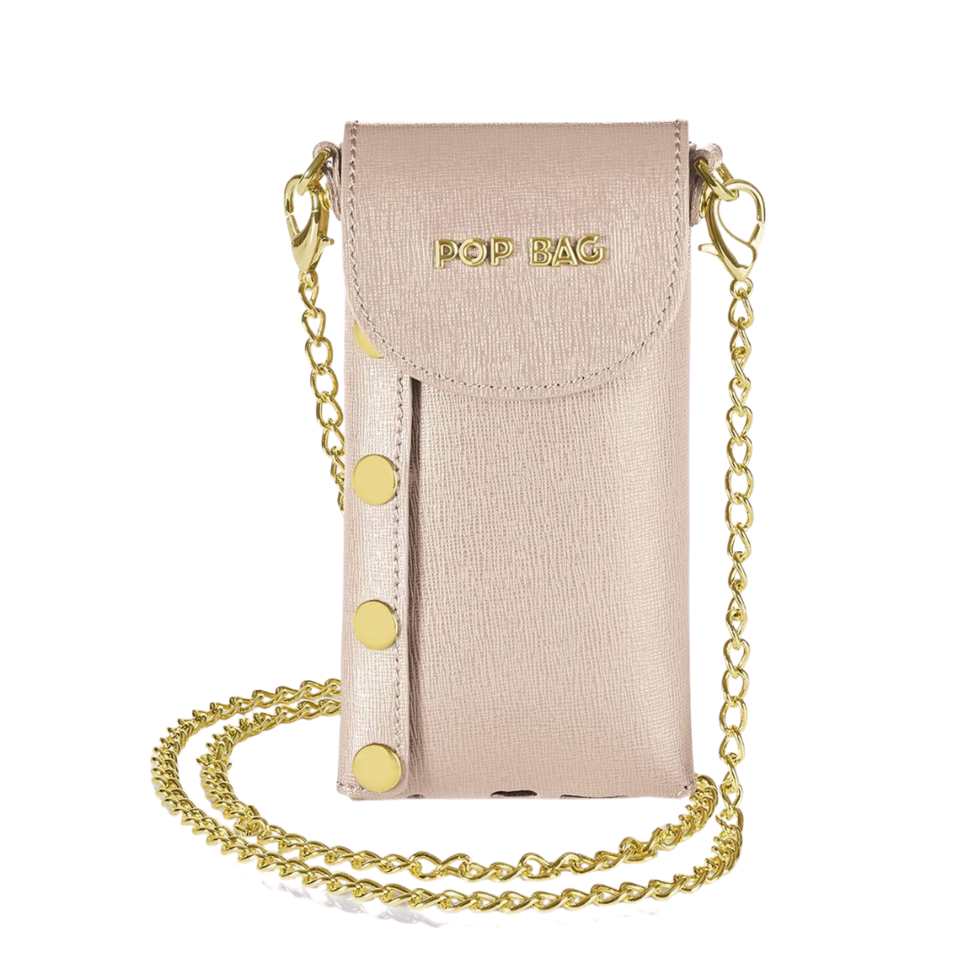 Pink Saffiano Leather Phone Bag Pop Bag USA