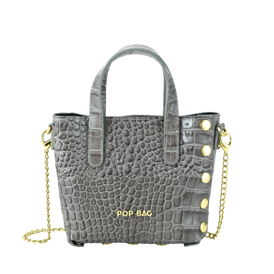 Croc-Embossed Leather Mini Crossbody Bag POP BAG USA