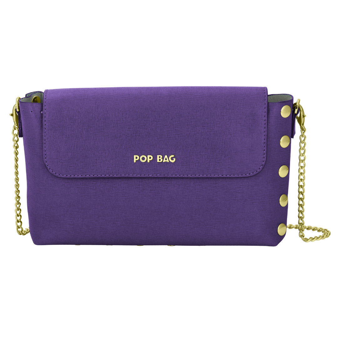 Purple Saffiano Leather Shoulder Bag POP BAG USA