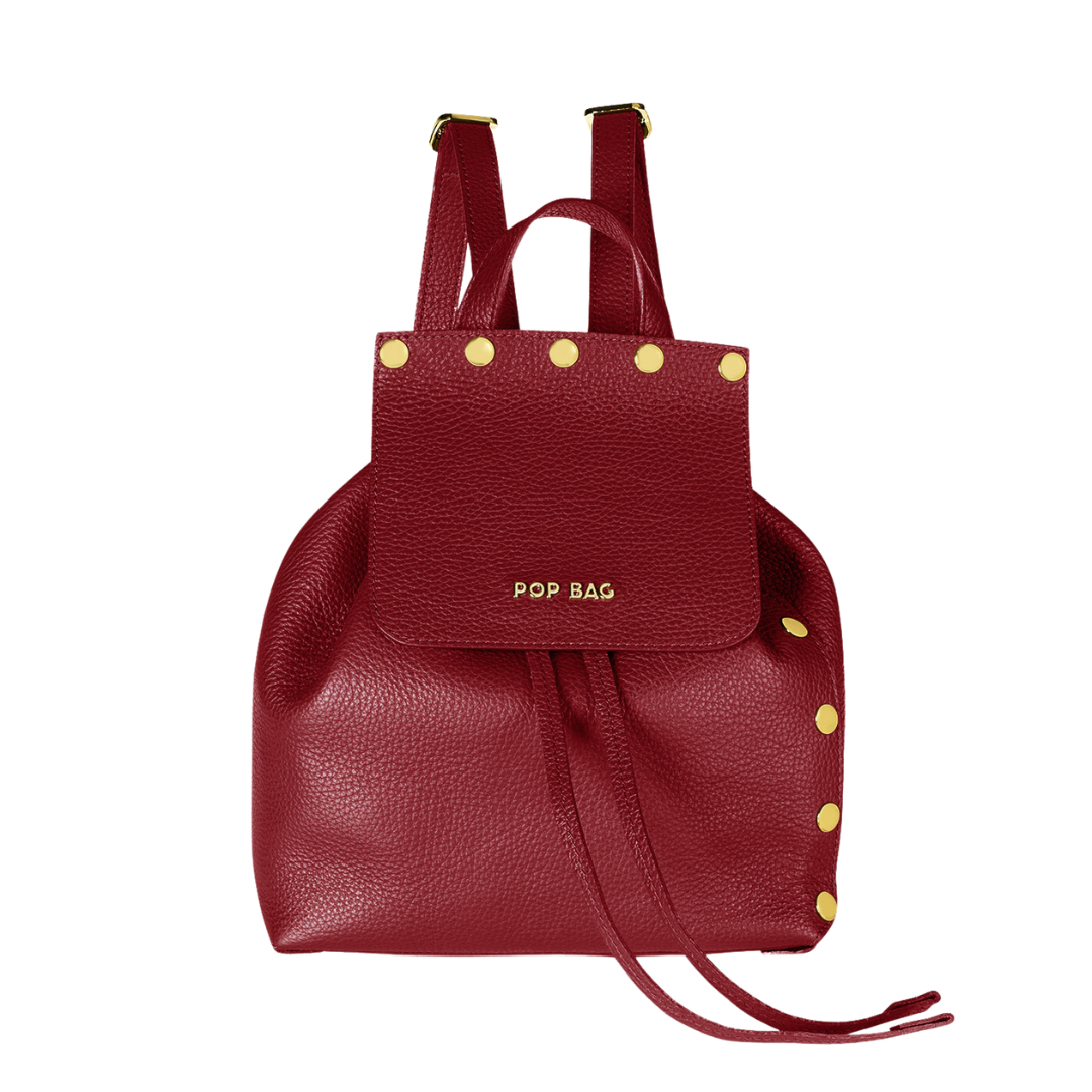 Ruby Italian Pebbled Leather Backpack - POP BAG USA