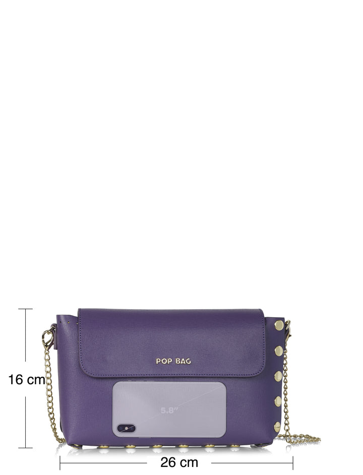 Purple Italian Smooth Leather Shoulder Bag