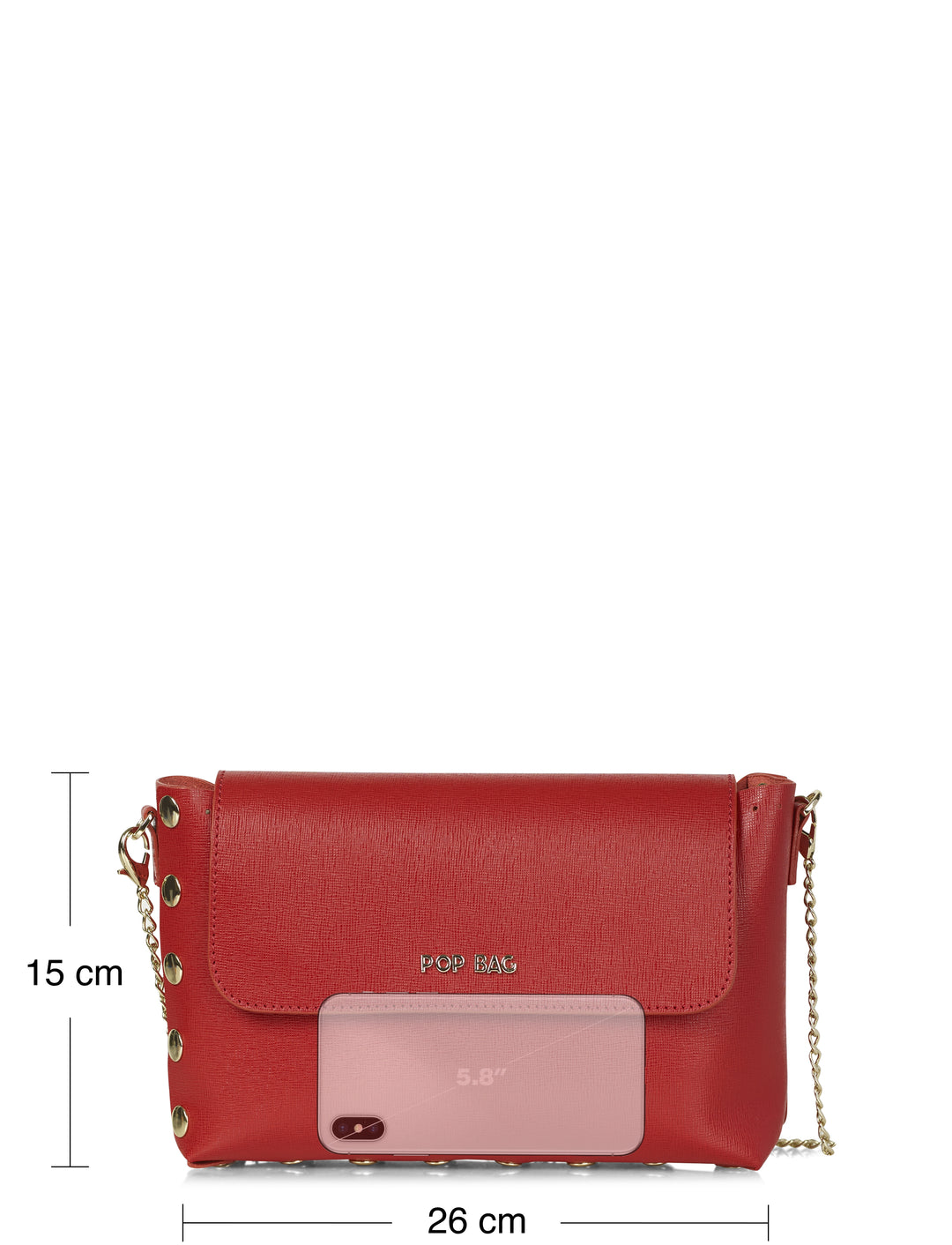 Red Italian Smooth Leather Shoulder Bag