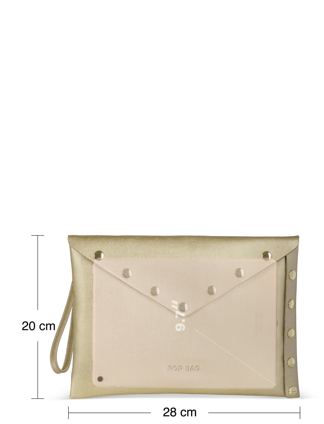 Champagne Gold Italian Smooth Leather Envelope Clutch - POP BAG USA