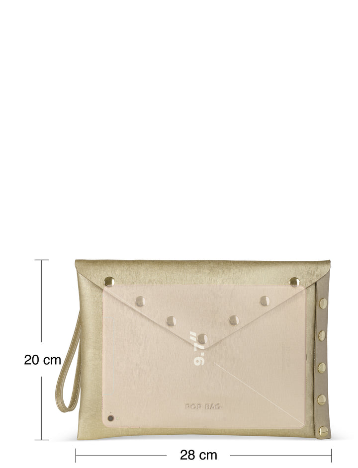 Natural Italian Smooth Leather Envelope Clutch - POP BAG USA