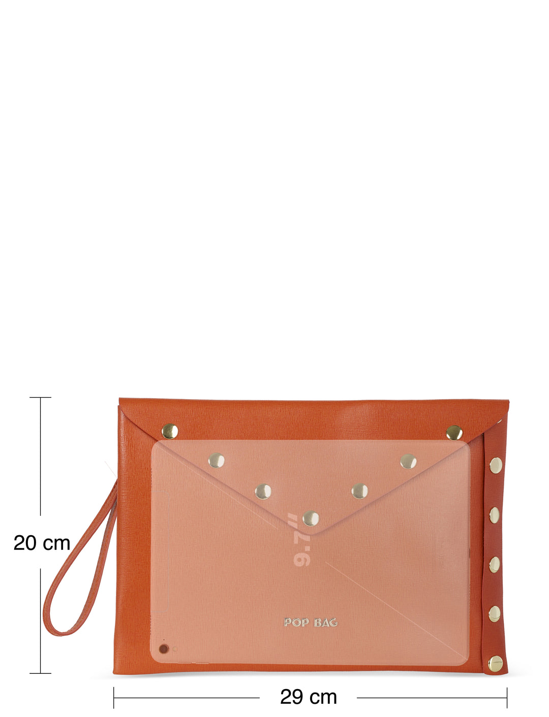 Coral Orange Italian Smooth Leather Envelope Clutch - POP BAG USA
