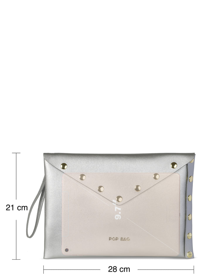 Lapis Blue Italian Smooth Leather Envelope Clutch - POP BAG USA