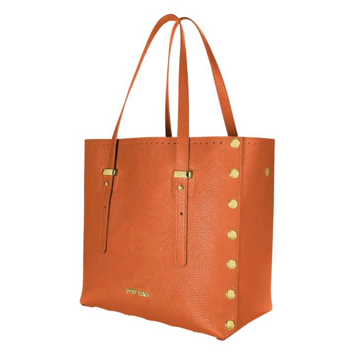 Italian Pebbled Leather Tote Bag - POP BAG USA