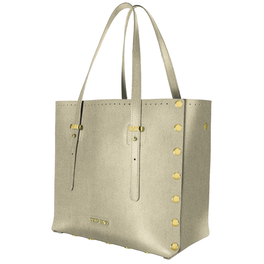Italian Smooth Leather Tote Bag - POP BAG USA