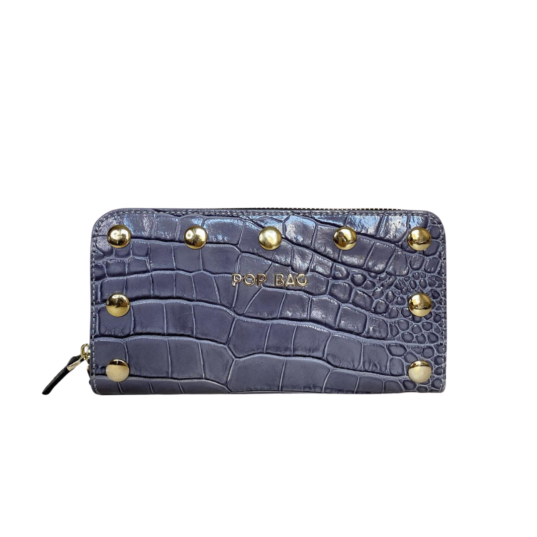 Grey Croc-Embossed Leather Wallet Pop Bag USA