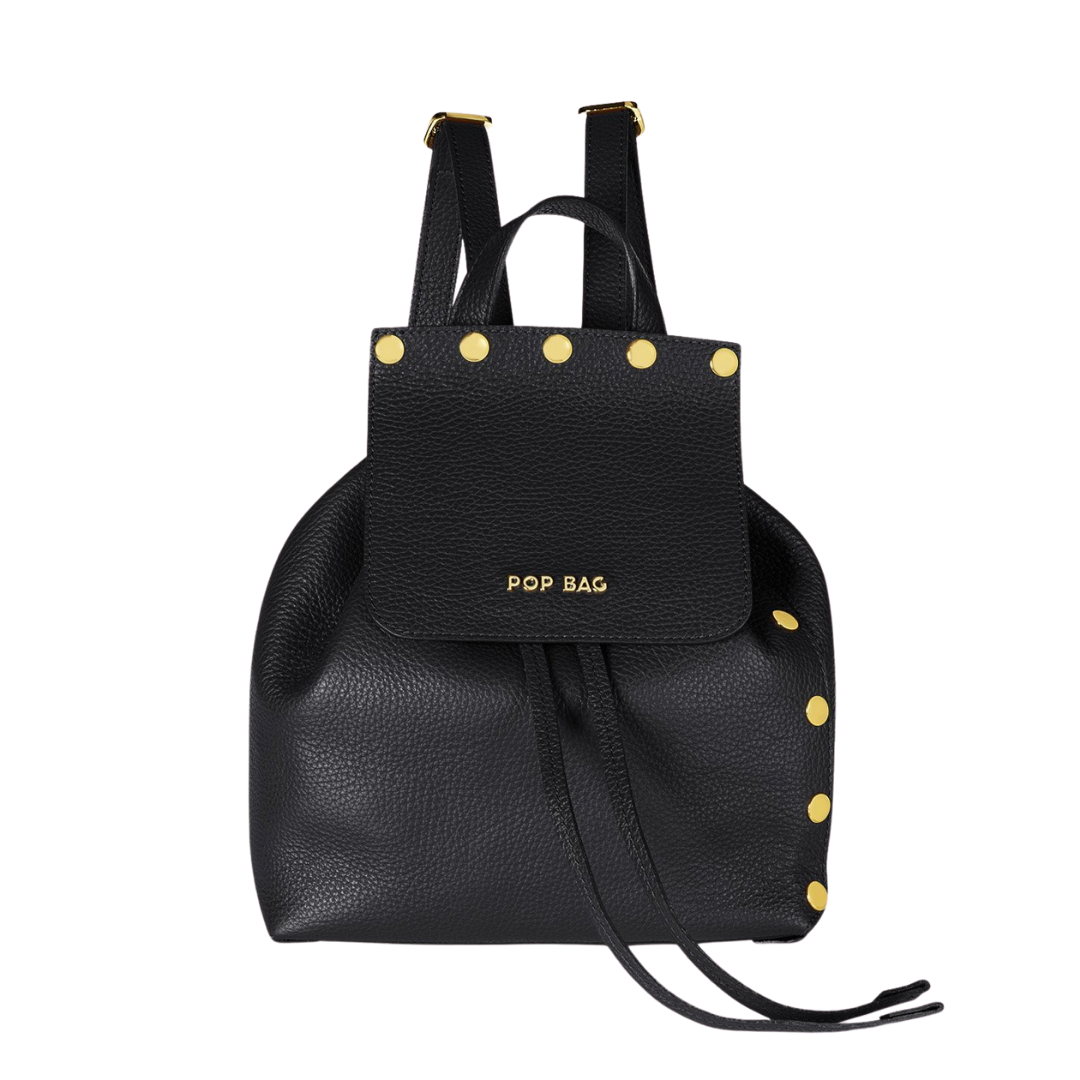 Black Pebbled Leather backpack Pop Bag USA