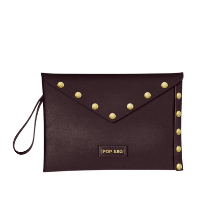 Bordeaux Saffiano Leather Envelope Clutch Pop Bag USA