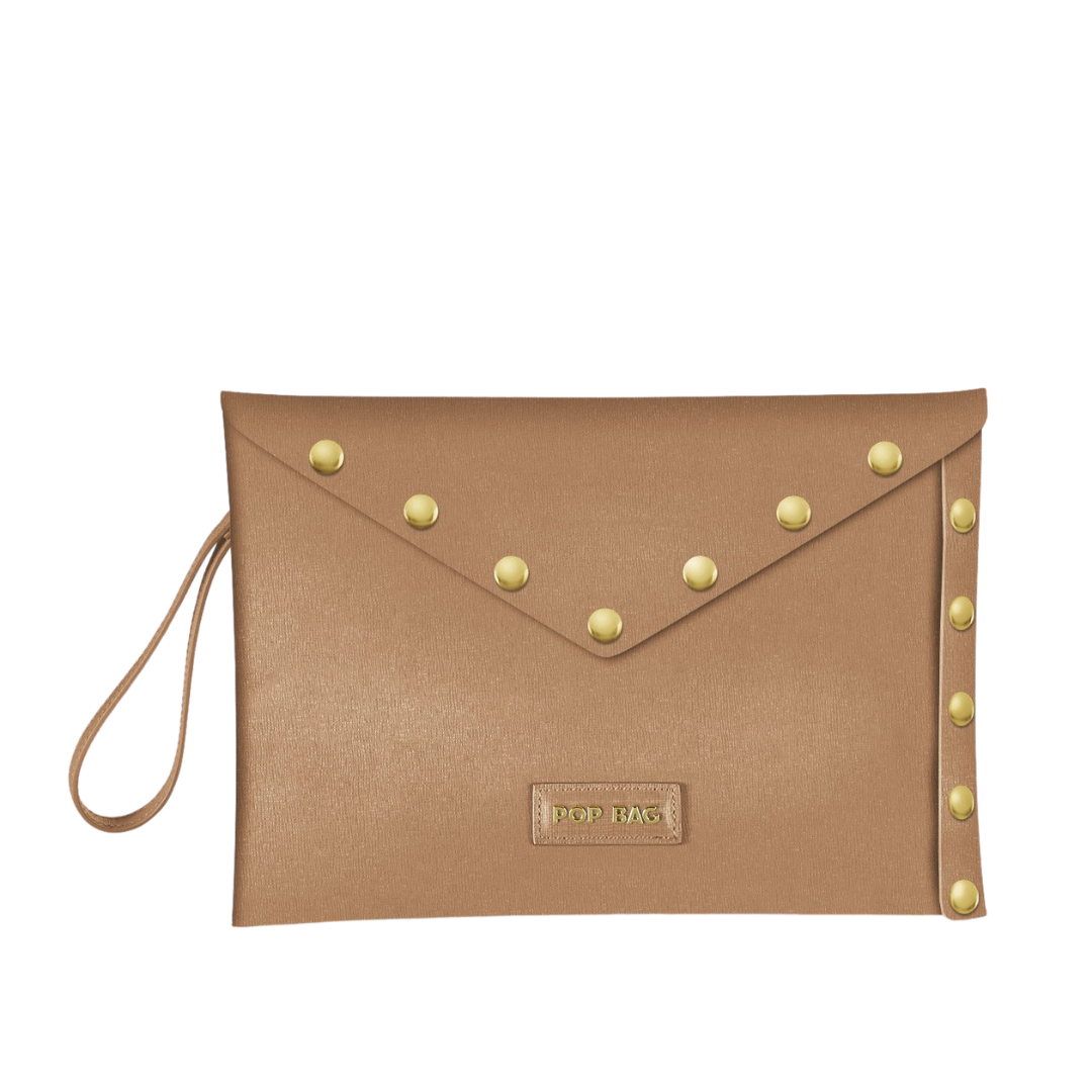 Natural Saffiano Leather Envelope Clutch Pop Bag USA