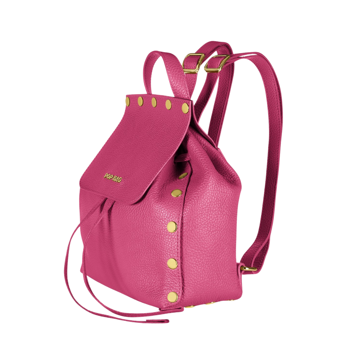 Fuchsia Pebbled Leather Backpack Pop Bag USA