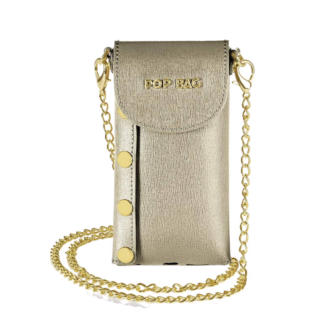 Champagne Saffiano Leather Phone Bag Pop Bag USA
