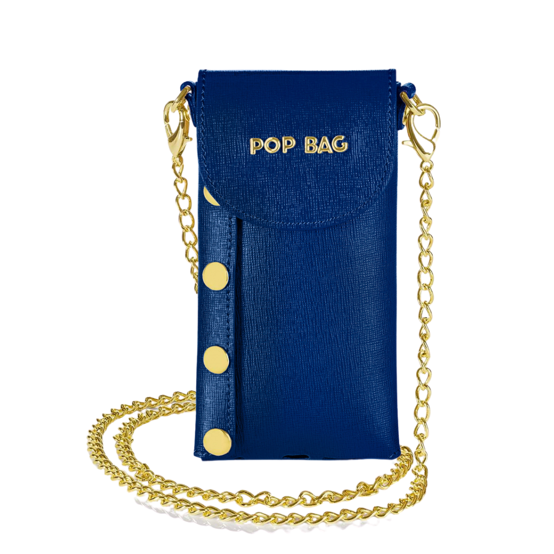 Cobalt Blue Saffiano Leather Phone Bag Pop Bag USA