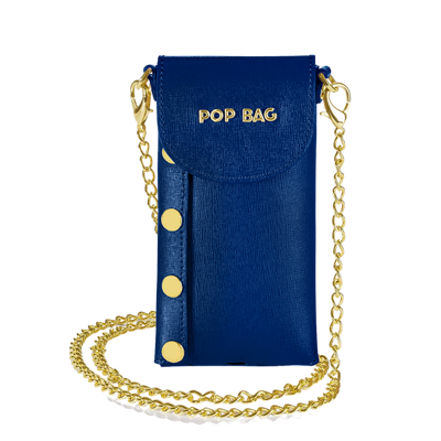 Cobalt Blue Saffiano Leather Phone Bag Pop Bag USA