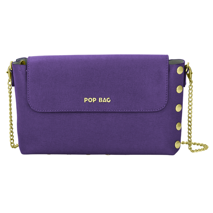 Purple Saffiano Leather Shoulder Bag POP BAG USA