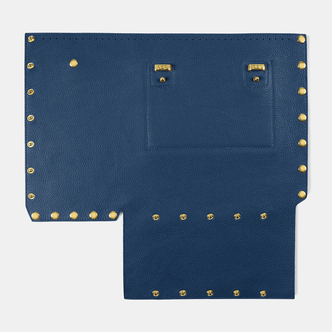 Italian Pebbled Leather Tote Bag Back Panel - POP BAG USA