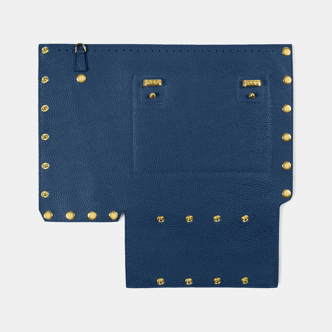 Italian Pebbled Leather Tote Bag Back Panel - POP BAG USA