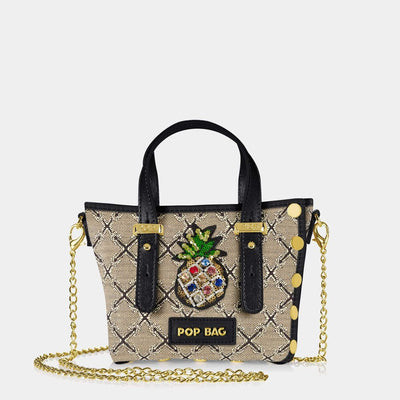 Frida Jacquard Mini Crossbody Bag With Black Handles Pop Bag USA